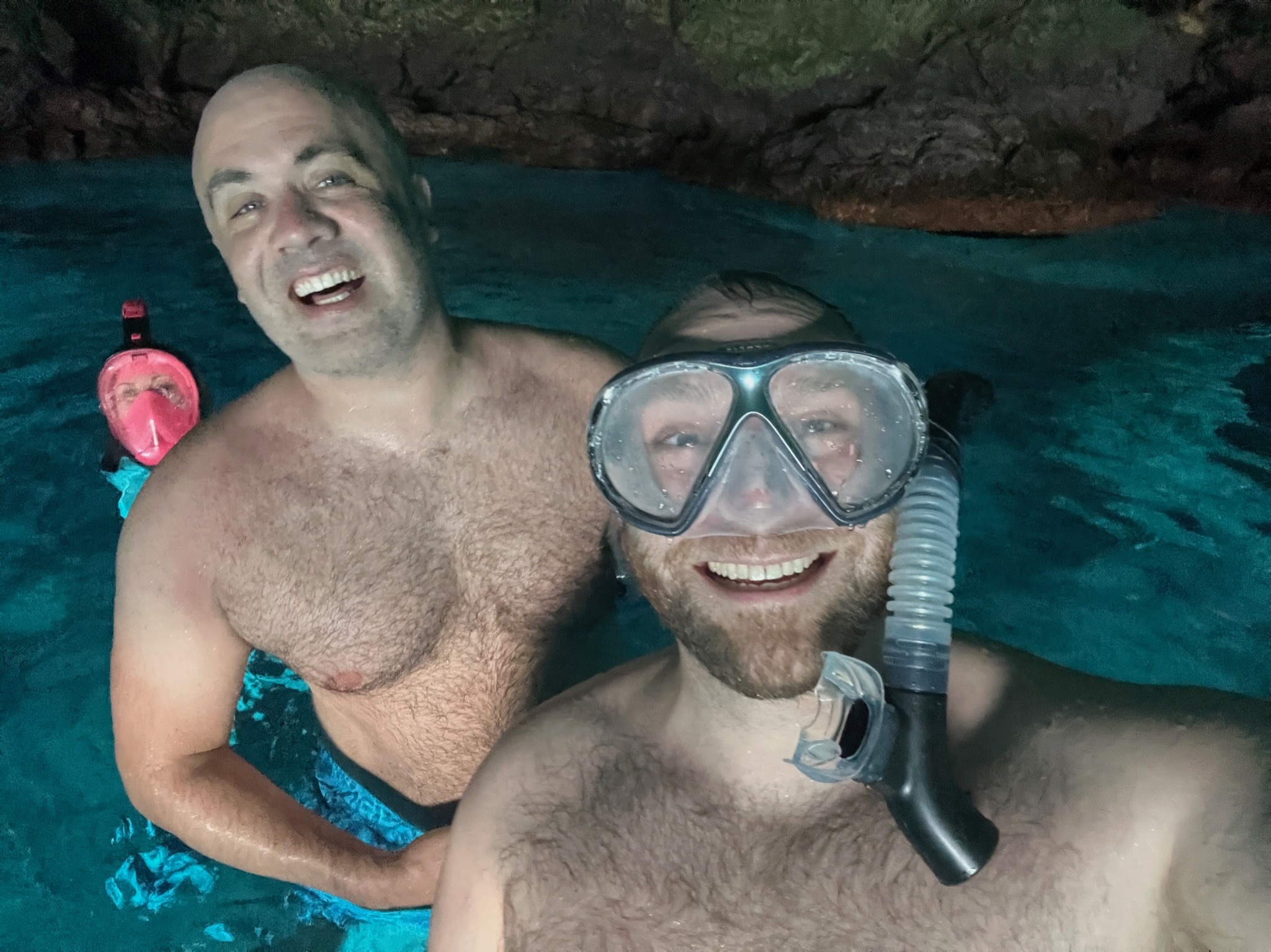 Snorkeling in crystal-clear caves