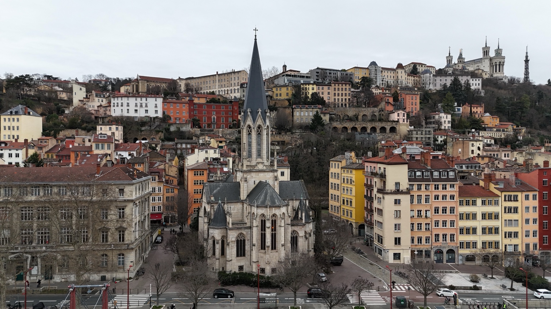 Lyon’s skyline and Basilica of Notre-Dame