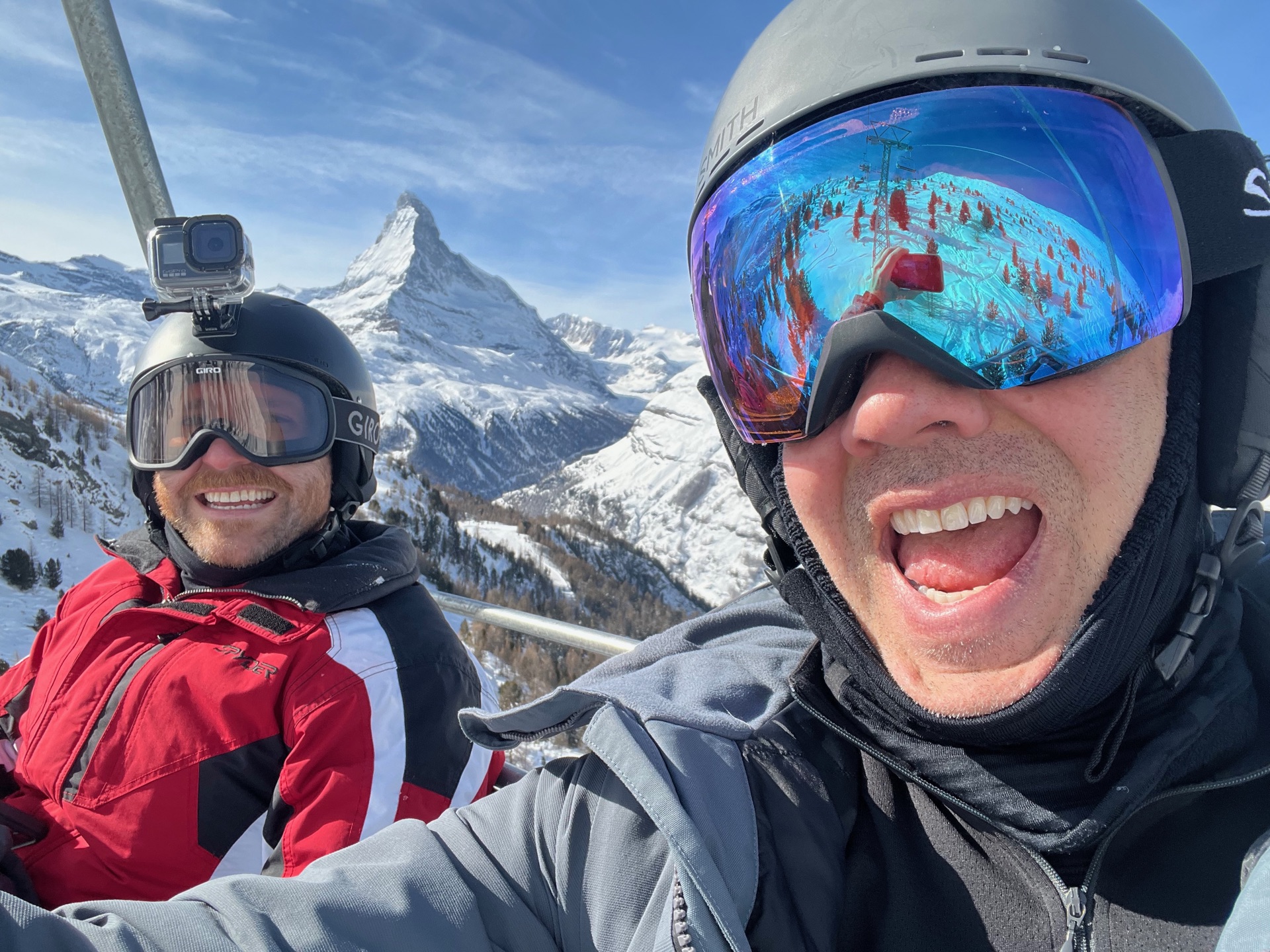 Skiing with a view of the Matterhorn