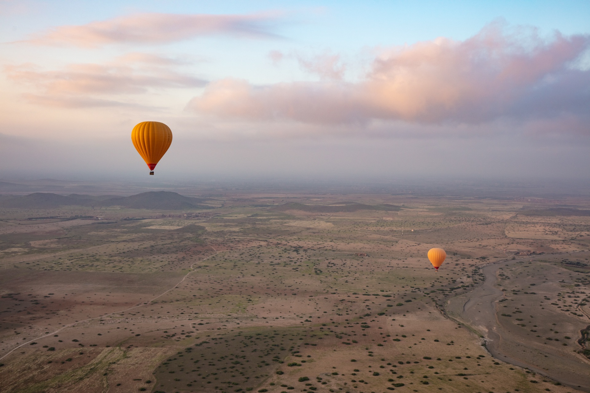Hot air balloons at sunrise