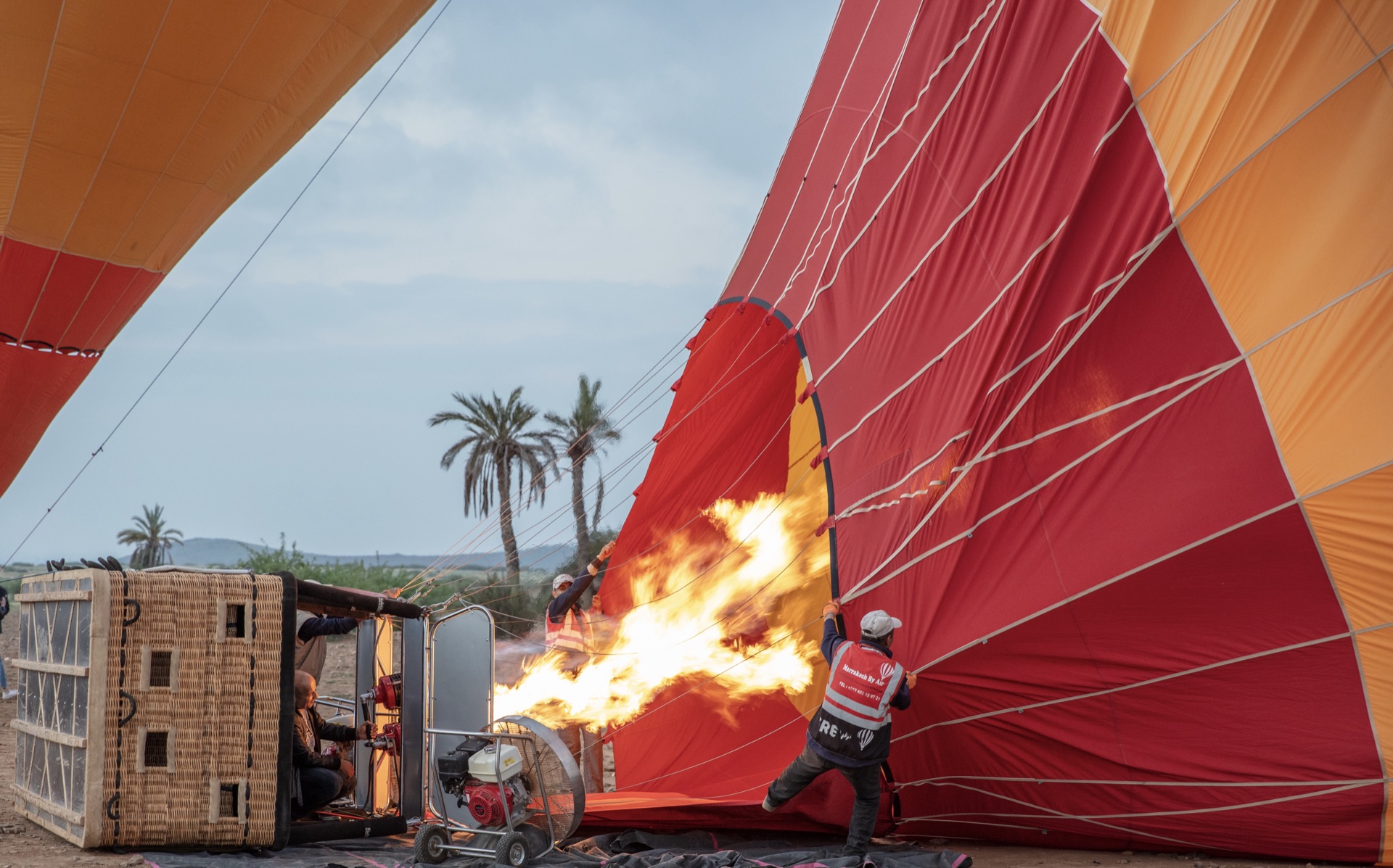 Inflating the balloon at dawn