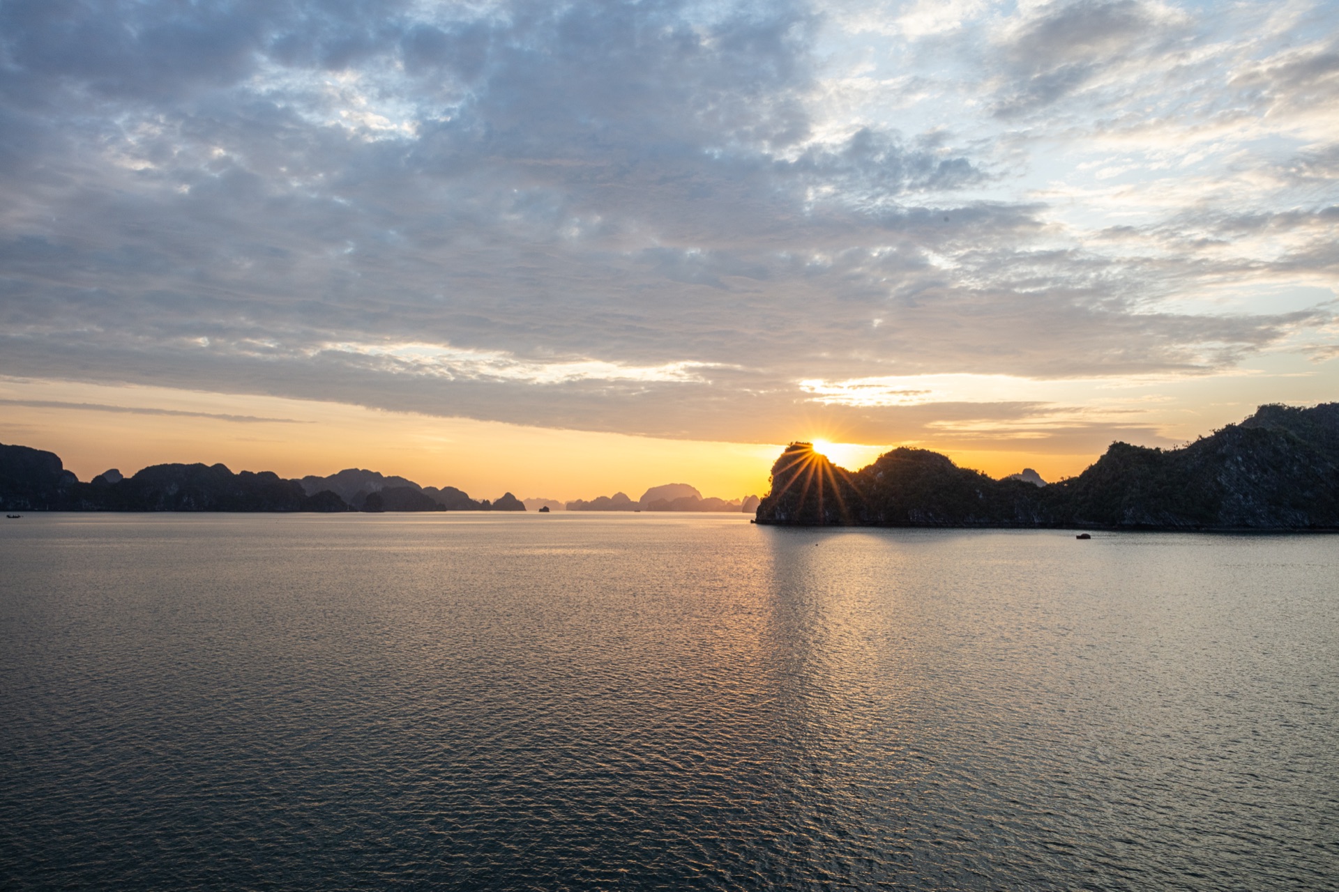 Sunset over Ha Long Bay